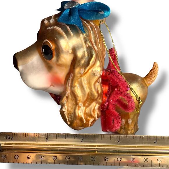 December Diamonds Anthropomorphic Cocker Spaniel Puppy Glass Christmas Ornament - Picture 16 of 16
